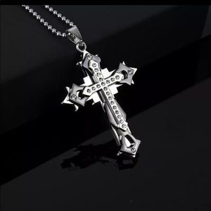 Men’s 3-D multiple layer black and silver cross
